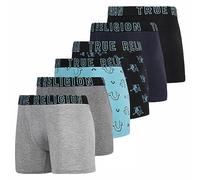 True Religion Mens Underwear Boxer Briefs, Breathable Comfortable Cotton Stretch Light Blue/Grey Large