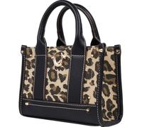 True Religion Unisex Tote Bag, Small Canvas Carryall with Handles and Inner Pocket for Women Mini-Tragetasche, Leopard