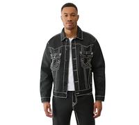 True Religion Oversized Super T Coated Jacket for Men - Men's Jean Jacket, Schwarz beschichtet, M