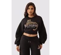 True Religion - Sweatshirt CRYSTAL LEOPARD - Größe M - schwarz