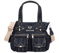 True Religion True Religion Damen Denim-Tragetasche mit mehreren Taschen, Dunkles Denim, 12.5 x 10.5 x 4.5 inches