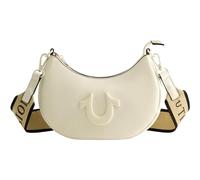 True Religion Women's Shoulder Bag Purse, Crescent Hobo Handbag with Adjustable Removable Strap and Horseshoe Logo, Ivory