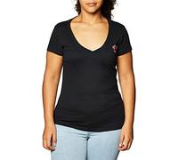 True Religion Women's V-Neck Buddha Logo Tee, Black, X-Large