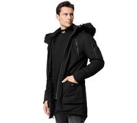 trueprodigy Herren Winterjacke Harvey - Casual Parka - Warme gefütterte Jacke - Stylisher Mantel in schwarz mit Kapuze und abnehmbarem Kunstfell
