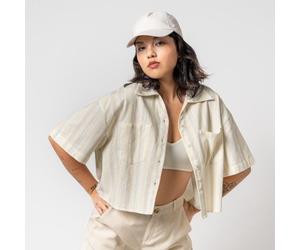 trueStory Verkürzte Hemdbluse - FEVEN Sand/natural striped (natur) 36