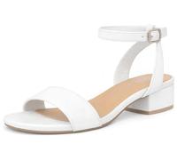 TruFox Sandalen mit niedrigem Absatz, 2,5 cm für Damen, elegant, kurz, schwarze Absätze, silberfarben, elegante Sandalen, bequeme Sandalen für Teenager, Mädchen, offener Zehenbereich, Knöchelriemen