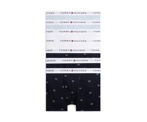 Trunk "7PK TRUNK PRINT", Kinder, Gr. 152/158, 7 Stk., breezy blau, weiß, flag aop, Jersey, Obermaterial: 95% Baumwolle, 5% Elasthan, TOMMY HILFIGER UNDERWEAR, körpernah, Unterhosen, mit Logo-Stretchbu