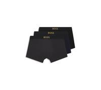 BOSS Eng anliegende Boxershorts aus Stretch-Baumwolle im Dreier-Pack - Style Trunk 3P Gold Logo G, 50546764 Schwarz / Grau / Blau XXL