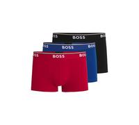 BOSS Dreier-Pack eng anliegende Boxershorts aus Stretch-Baumwolle mit kurzem Bein und Logo-Bund - Style Trunk 3P Power, 50475274 Schwarz / Rot XL