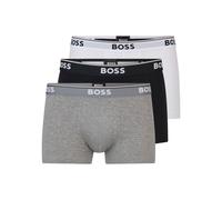 BOSS Trunk 3P Power Boxershorts eng anliegend, Stretch-Baumwolle, Logo-Bund Weiß/Grau/Schwarz XXL