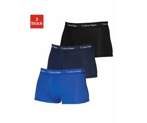 Trunk "CK Low Rise Trunk 3 PACK", Herren, Gr. M, 3 Stk., blau (blau, dunkelblau, schwarz), Jersey, Obermaterial: 95% Baumwolle, 5% Elasthan, CALVIN KLEIN UNDERWEAR, unifarben, Unterhosen, in blautönen