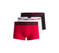 Trunk HUGO UNDERWEAR "TRIPLET", Herren, Gr. L (52), 3 Stk., rot (hellrot, weiß, schwarz), Jersey, Obermaterial: 95% Baumwolle, 5% Elasthan, kontrastfarbene Details, unifarben, eng, Unterhosen, mit Log