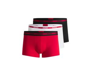 Trunk HUGO UNDERWEAR "TRIPLET", Herren, Gr. L (52), 3 Stk., rot (hellrot, weiß, schwarz), Jersey, Obermaterial: 95% Baumwolle, 5% Elasthan, kontrastfarbene Details, unifarben, eng, Unterhosen, mit Log