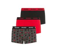HUGO Dreier-Pack Boxershorts aus Stretch-Baumwolle mit Logo-Bund - Style TRUNK TRIPLET DESIGN, 50532550 Schwarz / Rot XL