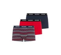 Trunk HUGO UNDERWEAR "TRUNK TRIPLET DESIGN", Herren, Gr. XXL (56), 3 Stk., open miscellaneous 981, Jersey, Obermaterial: 95% Baumwolle, 5% Elasthan, eng, Unterhosen Trunk, mit Logobund (99667630-XXL)