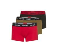 HUGO Herren Trunk Triplet Pack 10268005 01 – Baumwoll-Stretch – 3er Pack Schwarz/Rot/Blau/Grau L