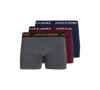 Trunk JACK & JONES "JACBLACK - Boxershorts mit Stretch, Jersey und mittlerer Taille", Herren, Gr. M, 3 Stk., bunt (dunkelgrau melange pack:port royale, navy blazer), Jersey, Obermaterial: 95% Baumwoll