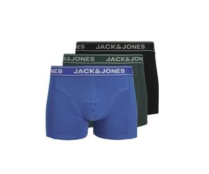Trunk JACK & JONES "JACBLACK - Boxershorts mit Stretch, Jersey und mittlerer Taille", Herren, Gr. XXL, 3 Stk., schwarz pack:dazzling blau, forest river, Jersey, Obermaterial: 95% Baumwolle, 5% Elastha