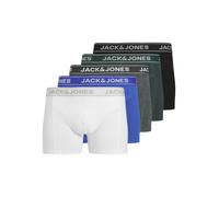 Trunk JACK & JONES "JACBLACK - Formschlüssige Boxershorts mit elastischem Bund", Damen, Gr. M, 5 Stk., schwarz pack:dunkelgrau melange, forest river, dazzling blau, schwarz, Jersey, Obermaterial: 95%