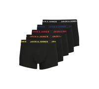 Trunk JACK & JONES "JACBLACK - Formschlüssige Boxershorts mit elastischem Bund", Damen, Gr. XXL, 5 Stk., schwarz, Jersey, Obermaterial: 95% Baumwolle, 5% Elasthan, unifarben mit Farbeinsatz, körpernah