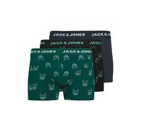 Trunk JACK & JONES "JACDENIM DOG TRUNKS 3 PACK NOOS", Herren, Gr. S, 3 Stk., schwarz navy pack:schwarz sea, schwarz, Jersey, Obermaterial: 95% Baumwolle, 5% Elasthan, bedruckt, unifarben, figurbetont,