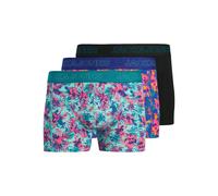 Trunk JACK & JONES "JACEXOTIC LEAVES TRUNKS 3 PACK SN", Herren, Gr. L, 3 Stk., pool blau pack:schwarz, dazzling blau, Jersey, Obermaterial: 95% Baumwolle, 5% Elasthan, bedruckt, unifarben, figurbetont