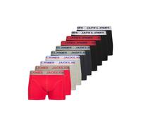 JACK&JONES Herren Boxershorts, 10er Pack - JACJADON SOLID TRUNKS 10 PACK, Trunks, Baumwoll-Stretch Rot/Grau/Schwarz M