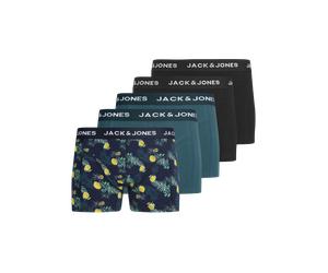 Trunk JACK & JONES "JACJAKE LEMON TRUNKS 5 PACK", Herren, Gr. M, 5 Stk., schwarz pack:schwarz, atlantic deep, atlantic deep, navy blazer, Jersey, Obermaterial: 95% Baumwolle, 5% Elasthan, unifarben, b