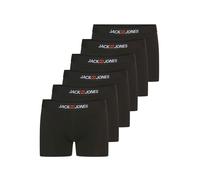 Trunk JACK & JONES "JACOLD - Boxershorts mit farbigem Bund im 6er-Pack", Herren, Gr. M, 6 Stk., schwarz (schwarz pack:6 x schwarz with schwarz wb), Jersey, Obermaterial: 95% Baumwolle, 5% Elasthan, un