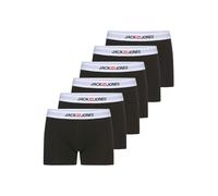 Trunk JACK & JONES "JACOLD - Boxershorts mit farbigem Bund im 6er-Pack", Herren, Gr. M, 6 Stk., weiß (schwarz pack:6 x schwarz with weiß wb), Jersey, Obermaterial: 95% Baumwolle, 5% Elasthan, unifarbe