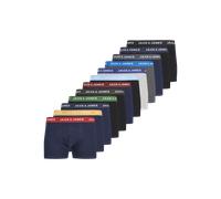 Trunk JACK & JONES "JACSOLID Stretchkomfort, elastisch, bequem mit sportlichem Look", Herren, Gr. L, 12 Stk., schwarz pack:schwarz, schwarz, schwarz, schwarz, dgm, lgm, navy blazer, navy blazer, navy