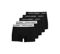 Trunk JACK & JONES "JACSOLID TRUNKS 5 PACK OP", Herren, Gr. XL, 5 Stk., schwarz (schwarz detail), Jersey, Obermaterial: 95% Baumwolle, 5% Elasthan, unifarben, eng, Unterhosen (19763850-XL) schwarz det