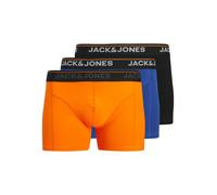 Trunk JACK & JONES "JACTHEODORE SOLID TRUNKS 3 PACK SN", Herren, Gr. XXL, 3 Stk., beaucoup blau pack:orange peel, schwarz, Jersey, Obermaterial: 95% Baumwolle, 5% Elasthan, bequem, Unterhosen (5249660