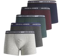 Trunk JACK & JONES JUNIOR "JACOLIVER eng anliegend mit elastischem Bund", Jungen, Gr. 128, 5 Stk., grün (dunkelgrün melange), Jersey, Obermaterial: 95% Baumwolle, 5% Elasthan, meliert, eng, Unterhosen