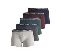 Trunk JACK & JONES JUNIOR "JACOLIVER eng anliegend mit elastischem Bund", Jungen, Gr. 164, 5 Stk., grün (dunkelgrün melange), Jersey, Obermaterial: 95% Baumwolle, 5% Elasthan, meliert, eng, Unterhosen