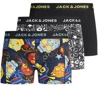 Trunk JACK & JONES JUNIOR "JACSUGAR bequem, elastisch, stylisch, 3er Pack", Jungen, Gr. 140, 3 Stk., schwarz, Jersey, Obermaterial: 95% Baumwolle, 5% Elasthan, bedruckt, normal, Unterhosen, bedruckt,