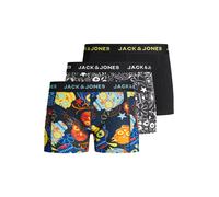 Trunk JACK & JONES JUNIOR "JACSUGAR bequem, elastisch, stylisch, 3er Pack", Jungen, Gr. 152, 3 Stk., schwarz, Jersey, Obermaterial: 95% Baumwolle, 5% Elasthan, bedruckt, normal, Unterhosen, bedruckt,