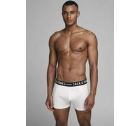 Trunk JACK & JONES "SENSE TRUNKS 3-PACK NOOS", Herren, Gr. L, 3 Stk., weiß, Jersey, Obermaterial: 95% Baumwolle, 5% Elasthan, bedruckt, unifarben mit Farbeinsatz, körpernah, Unterhosen, mit Logobund (