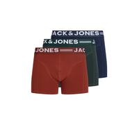 Trunk "JACSENSE TRUNKS 3-PACK NOOS PLS", Herren, Gr. 4XL, 3 Stk., bunt (scarab pack:navy blazer, firot brick), Jersey, Obermaterial: 95% Baumwolle, 5% Elasthan, JACK & JONES PLUSSIZE, unifarben mit Fa