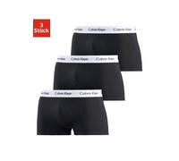 Trunk "Low Rise Trunk 3 PACK", Herren, Gr. M (6), 3 Stk., schwarz, Obermaterial: 95% Baumwolle, 5% Elasthan, CALVIN KLEIN UNDERWEAR, Unterhosen, mit weißem Webbund (210778-M) schwarz