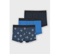 Trunk NAME IT "NKMBOXER 3P DARK DENIM FOOTBALL NOOS", Jungen, Gr. 116, 3 Stk., blau (schwarz denim), Jersey, Obermaterial: 95% Baumwolle, 5% Elasthan, bedruckt, eng, Unterhosen (44758429-116) schwarz 