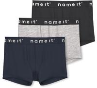 Trunk NAME IT "NKMBOXER 3P", Jungen, Gr. 86, 3 Stk., schwarz, Jersey, Obermaterial: 95% Baumwolle, 5% Elasthan, unifarben, eng, Unterhosen, eng, Jersey, Logoschriftzug, angesetztes Bündchen (18990303-
