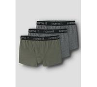 Trunk NAME IT "NKMBOXER 3P", Mädchen, Gr. 110, 3 Stk., grau (tea leaf pack:w, 2 x dunkelgrau melange), Jersey, Obermaterial: 95% Baumwolle, 5% Elasthan, meliert, eng, Unterhosen, eng, Jersey, Logoschr