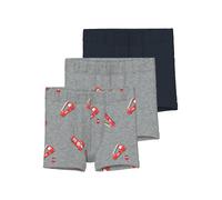 Trunk NAME IT "NMMTIGHTS 3P GREY FIRETRUCK NOOS", Jungen, Gr. 110, 3 Stk., grau (grau melange), Jersey, Obermaterial: 95% Baumwolle, 5% Elasthan, bedruckt, unifarben, eng, Unterhosen (69305144-110) gr