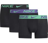 Trunk NIKE UNDERWEAR "TRUNK 3PK", Herren, Gr. L, 3 Stk., blk grn shck, wld violet, blk text wb, Jersey, Obermaterial: 92% Polyester, 8% Elasthan, kontrastfarbene Details, unifarben, körpernah, Unterho