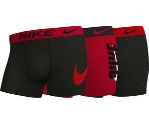 Trunk NIKE UNDERWEAR "TRUNK 3PK", Herren, Gr. L, 3 Stk., blk, uni rot, schwarz, uni rot split wb, Jersey, Obermaterial: 92% Polyester, 8% Elasthan, körpernah, Unterhosen, mit Logo-Elastikbund (6048146