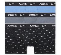 Trunk NIKE UNDERWEAR "TRUNK 3PK", Herren, Gr. L/50, 3 Stk., grau (swoosh print, grau, u), Jersey, Obermaterial: 95% Baumwolle, 5% Elasthan, bedruckt, unifarben, körpernah, Unterhosen, mit Logo-Elastik