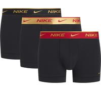 Trunk NIKE UNDERWEAR "TRUNK 3PK", Herren, Gr. S, blk uni rot, wheat gld, blk hig sh wb, Jersey, Obermaterial: 95% Baumwolle, 3% sonstige Fasern, 2% Elasthan, kontrastfarbene Details, unifarben, körper