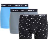 Trunk NIKE UNDERWEAR "TRUNK 3PK", Herren, Gr. XL, 3 Stk., bunt (swoosh print, cool grau, uni blau), Jersey, Obermaterial: 95% Baumwolle, 5% Elasthan, körpernah, Unterhosen, mit Logo-Elastikbund (46132