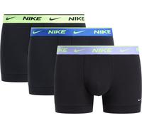 Trunk NIKE UNDERWEAR "TRUNK 3PK", Herren, Gr. XXL, 3 Stk., schwarz (blck, lht tle, game royal, volt ice wb), Jersey, Obermaterial: 95% Baumwolle, 5% Elasthan, unifarben, körpernah, Unterhosen, mit Log